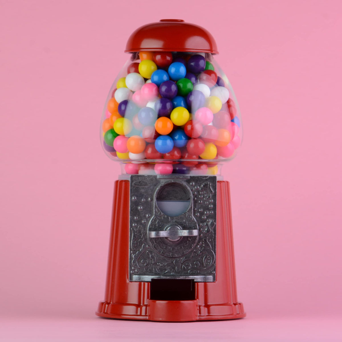 9 Inch Gumball Vending Machine for Kids Bundled with Gumballs - Small Gumball Bank in the Gift Box - Metal Candy Dispenser - Vintage Gum Ball Machine