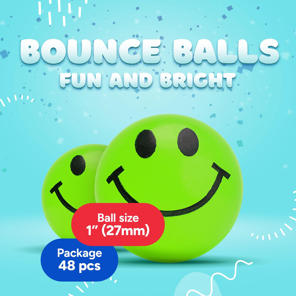 Bouncy Balls for Kids - 1" Glow in The Dark Smile Face Bouncy Balls - Bulk Rubber Balls - Vending Machine Toys - Party Favors Goody Bag Stuffers Classroom Prizes