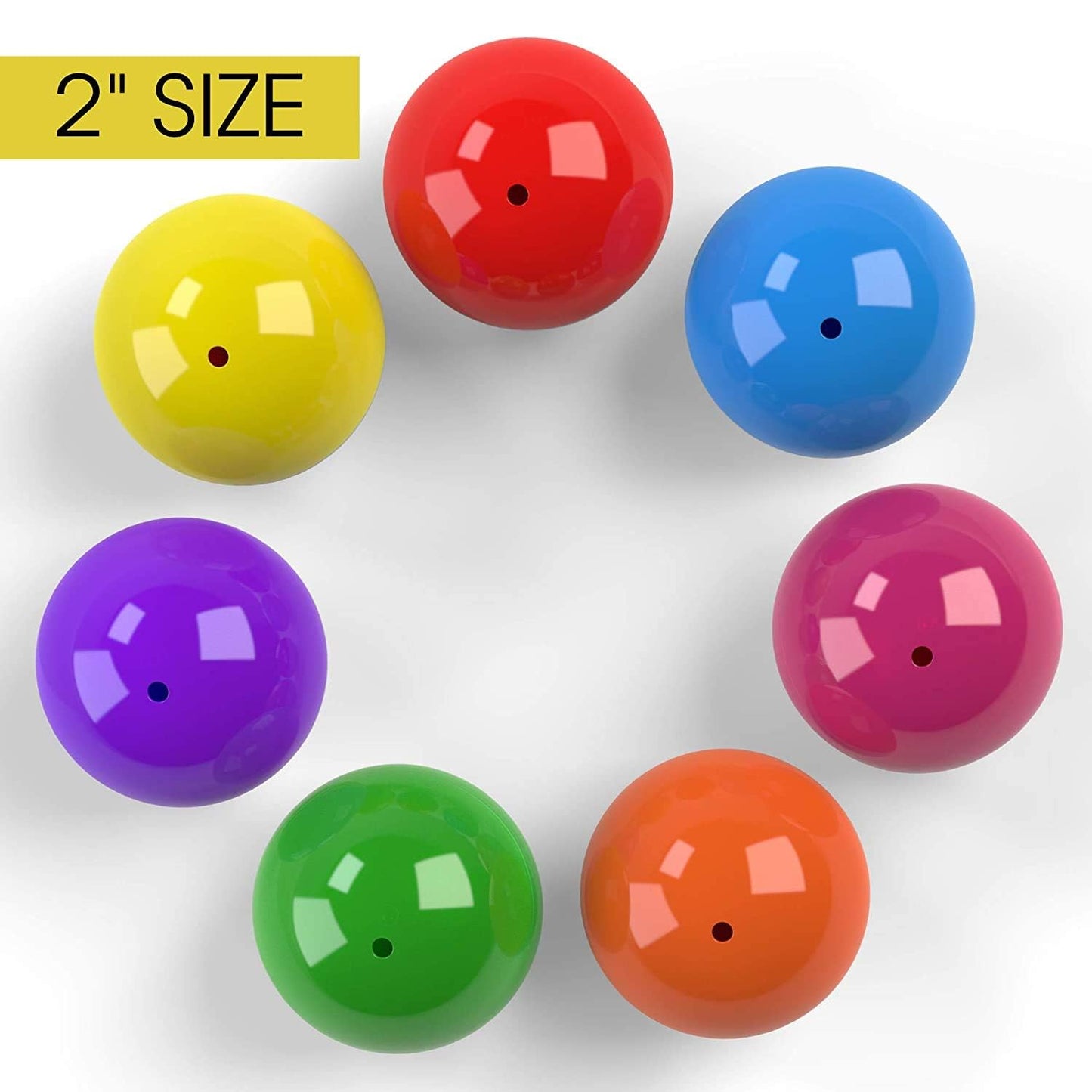 Empty Colored Round Capsules 2 inch 1000 pcs Bulk 7 Colors Capsule for Toy Gumball Machines Plastic Containers 50 Variation