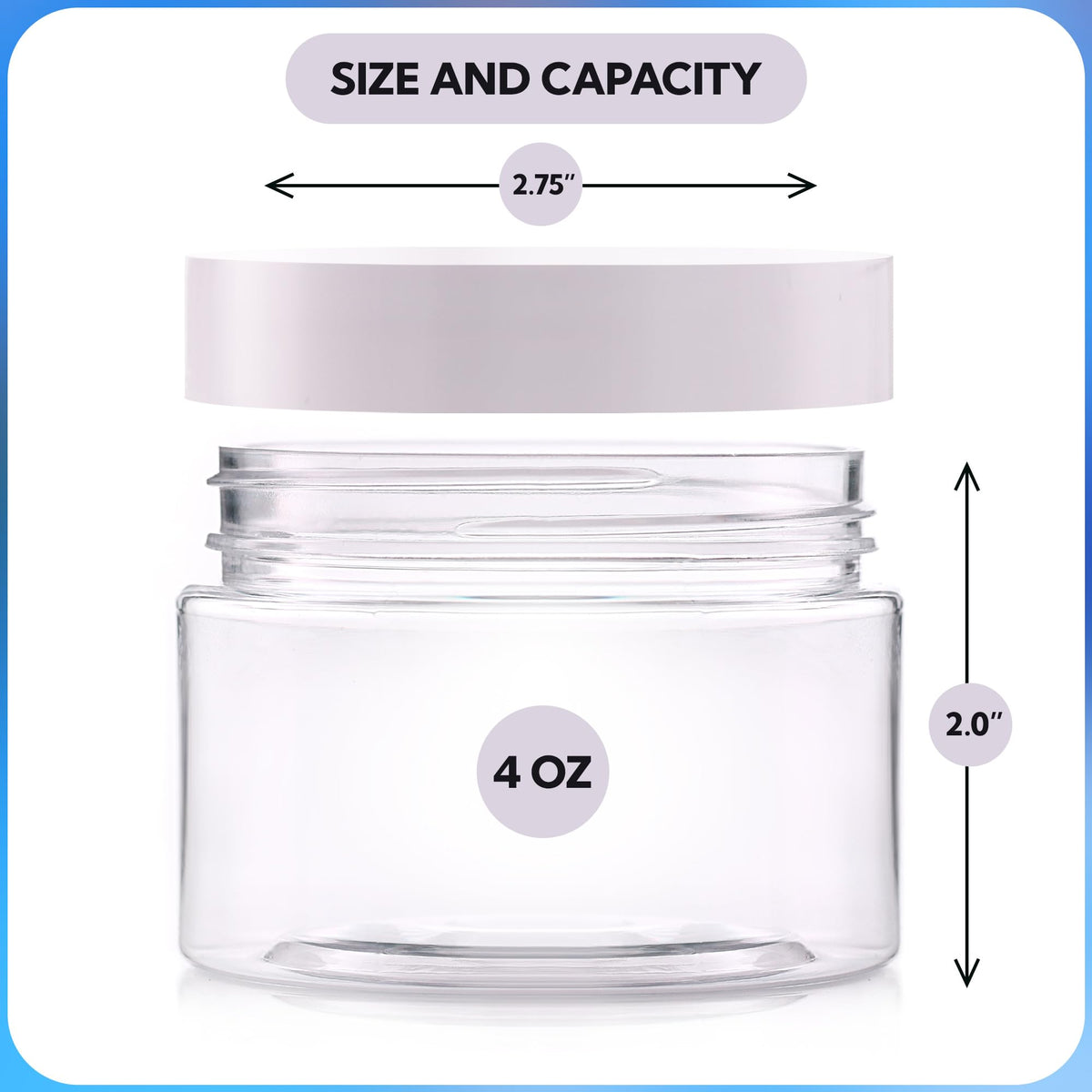 Plastic Jars with Lids - 4 OZ Small Plastic Containers - 18 Pack - Travel Cosmetic Containers for Creams - Leak Proof Clear Jar
