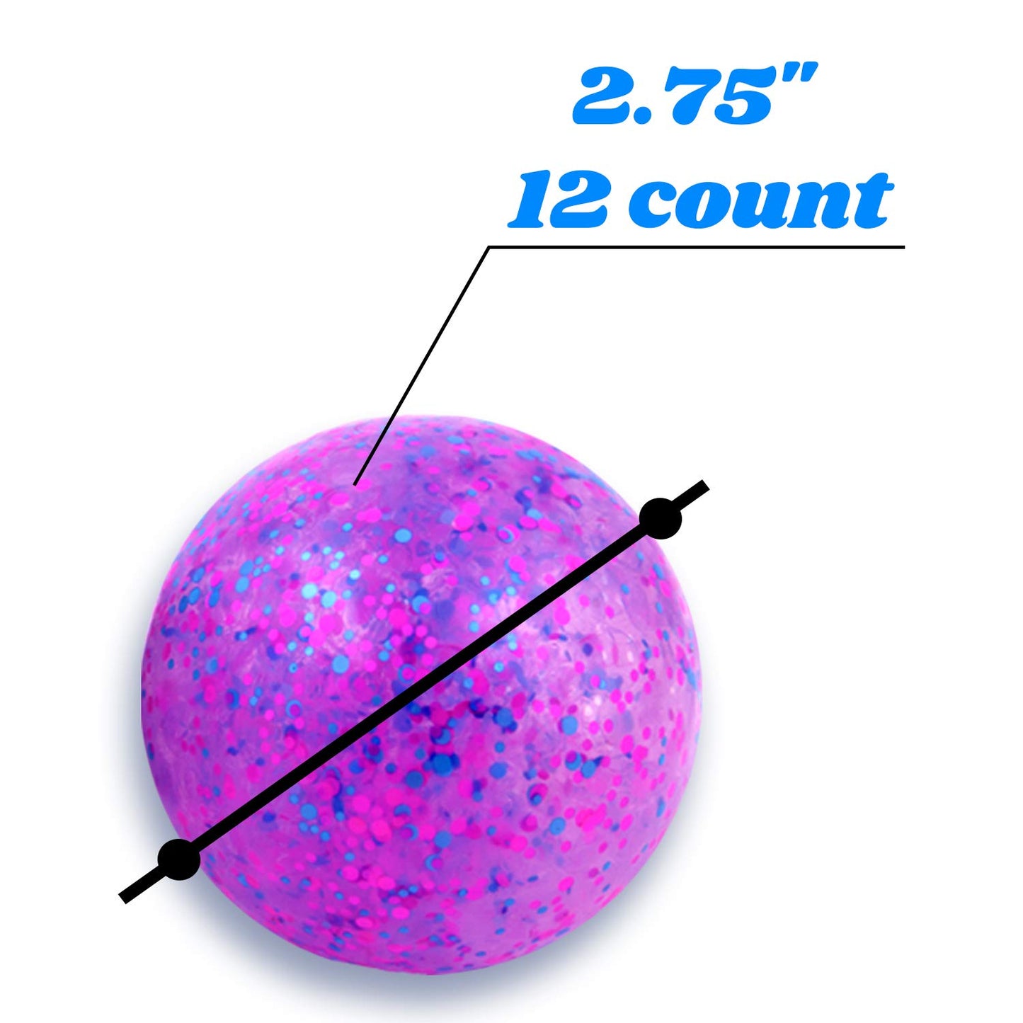 Random Colors Confetti Squeeze Balls - 2.75 Inch Gel Stress Balls for Kids - Stress Relief Toys - Anti Stress Ball Pack - Fidget Squishy Ball