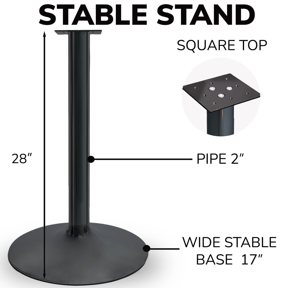 Single Metal Stand with Square Flange and Round Base for Candy Gumball Capsule Vending Machines