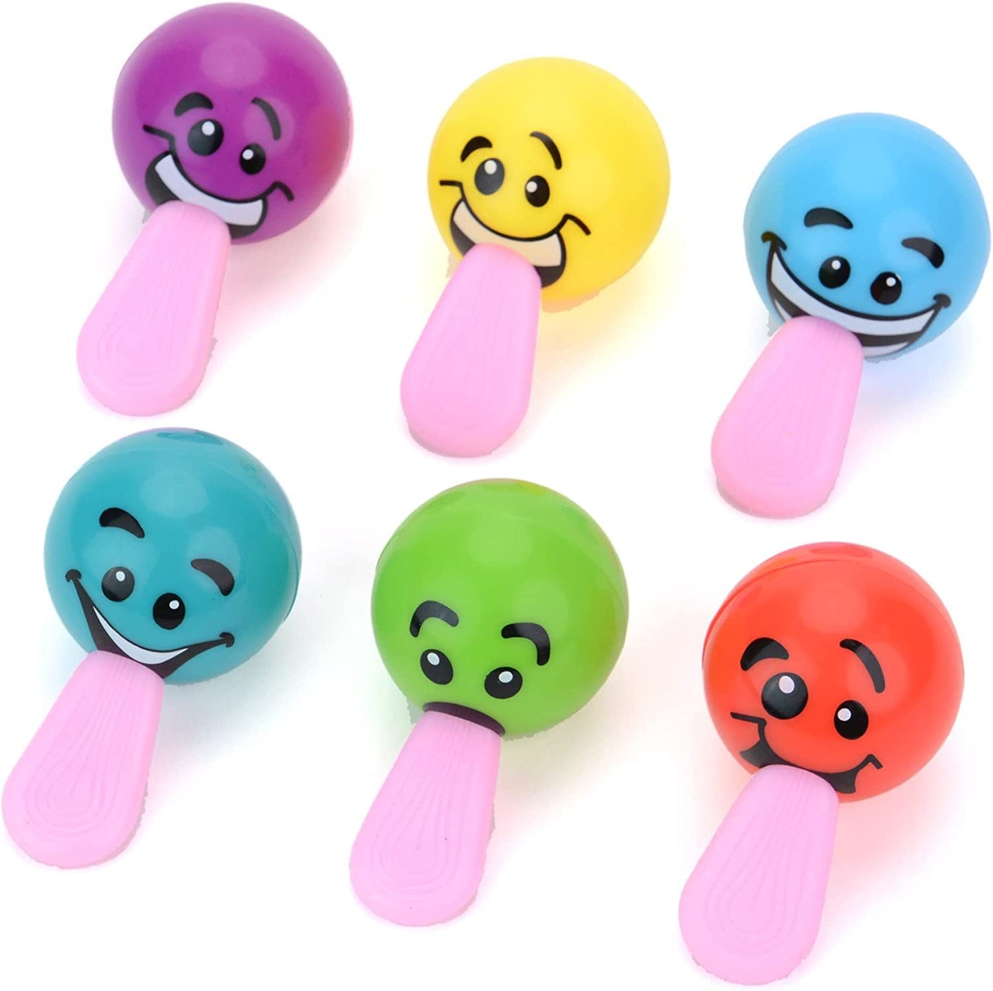 Stress Balls - 1.25 Inch Stretchy Stress Balls - Silly Face with Tongue - Squeeze Balls - Soft Balls - Smiley Face Stress Balls