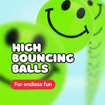 Bouncy Balls for Kids - 1" Glow in The Dark Smile Face Bouncy Balls - 144 pcs Bulk Rubber Balls - Vending Machine Toys - Party Favors Goody Bag Stuffers Classroom Prizes