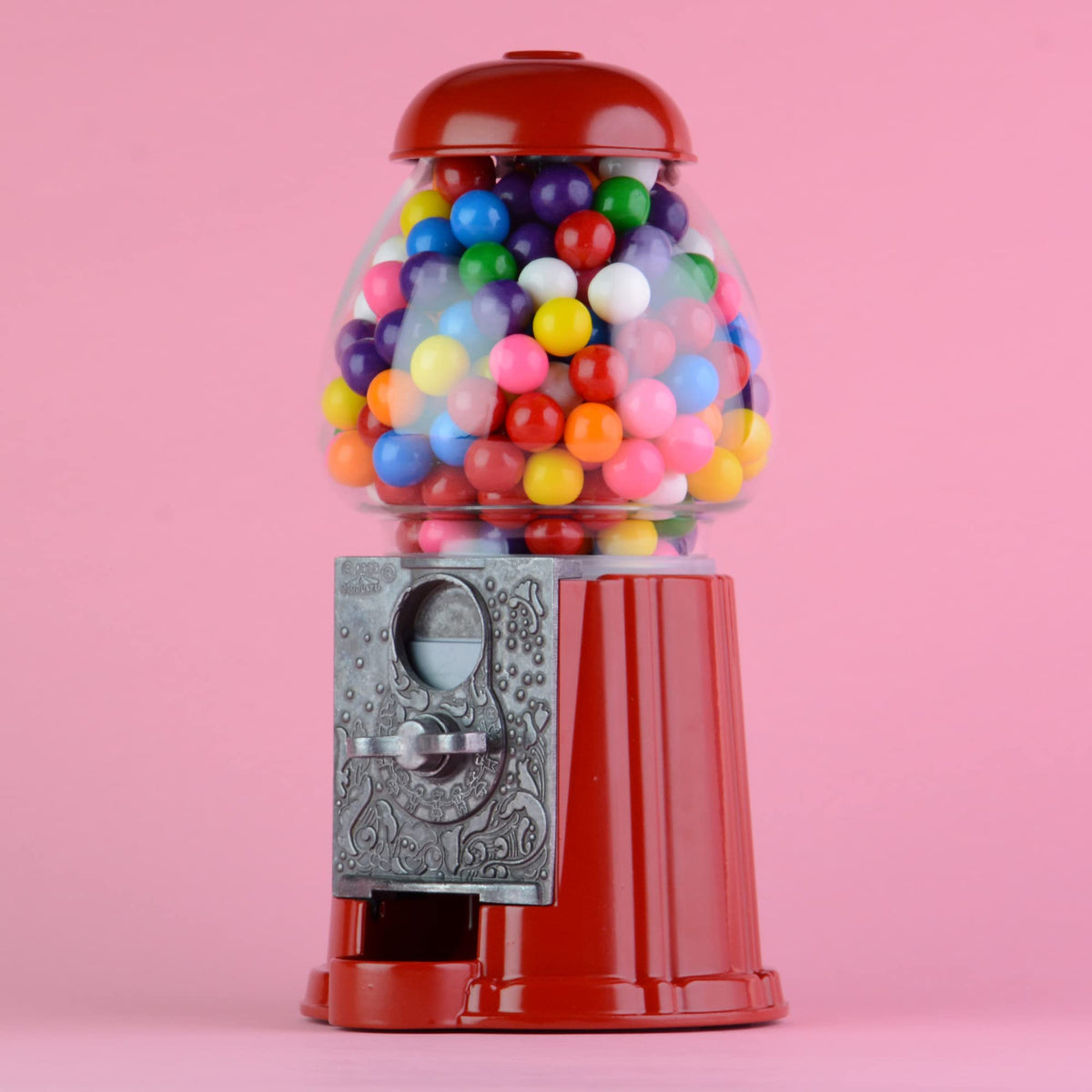 9 Inch Gumball Vending Machine for Kids Bundled with Gumballs - Small Gumball Bank in the Gift Box - Metal Candy Dispenser - Vintage Gum Ball Machine