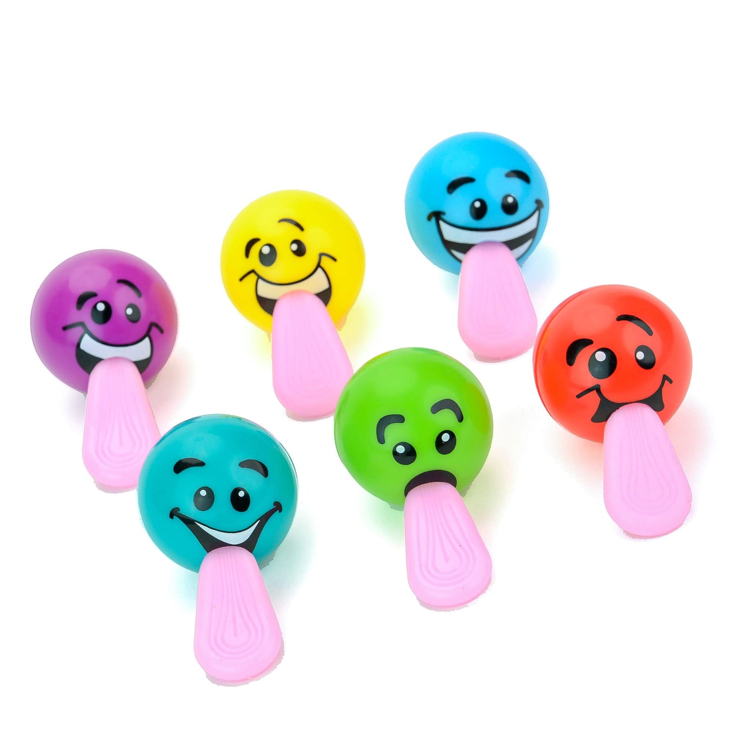 Stress Balls - 1.25 Inch Stretchy Stress Balls - Silly Face with Tongue - Squeeze Balls - Soft Balls - Smiley Face Stress Balls