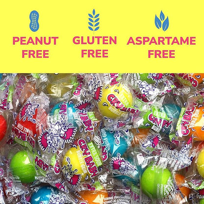 Sour Gumballs - Sour Fruit Gum - 25 Pcs Individually Wrapped Gumball - Chewing Bubble Gum - Colored Gum Balls in Jar