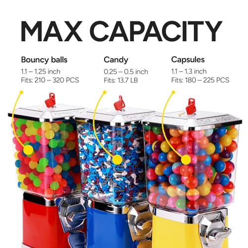 Gumball Machine - Bouncy Balls Vending Machine - Toys Vending Machine - Capsule Vending Machine - Yellow Body Square Bank - Without Stand (Yellow)