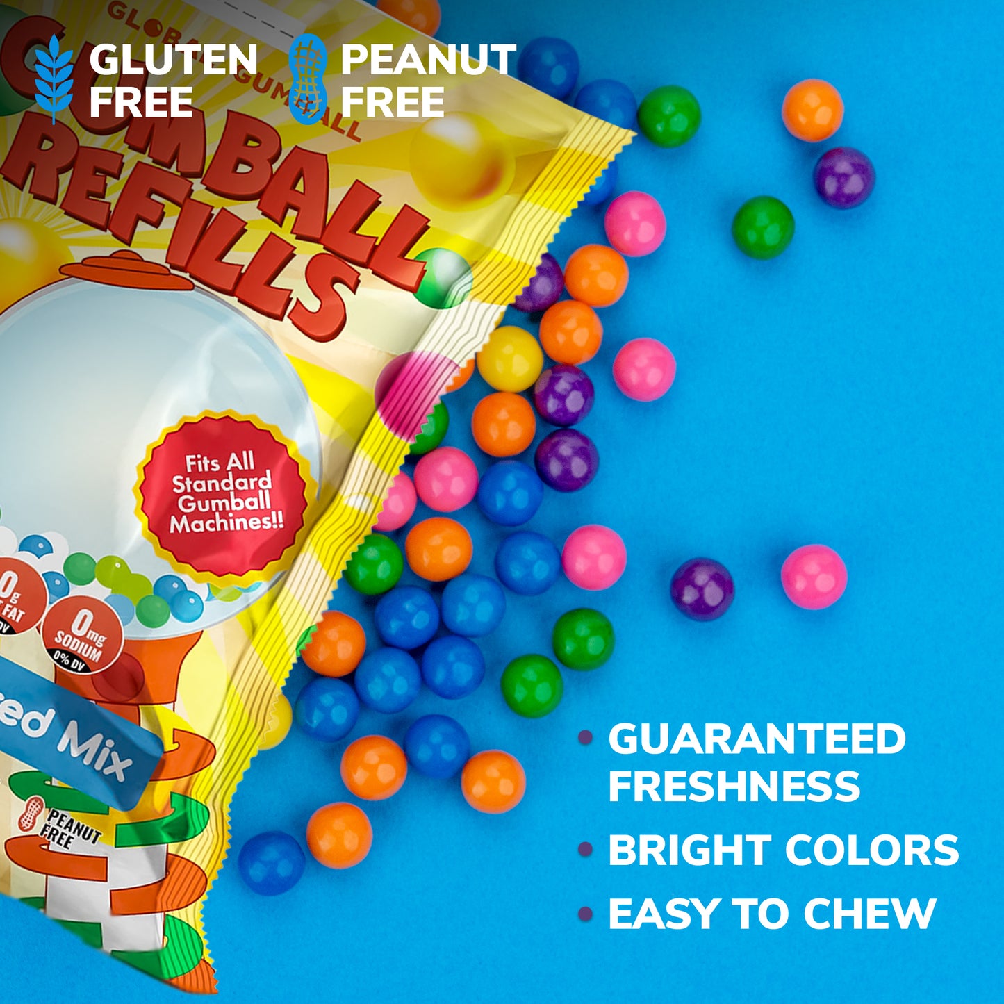 Mini Gumballs 0.5 inch (13mm) - 1 LB - Double Bubble Gumballs