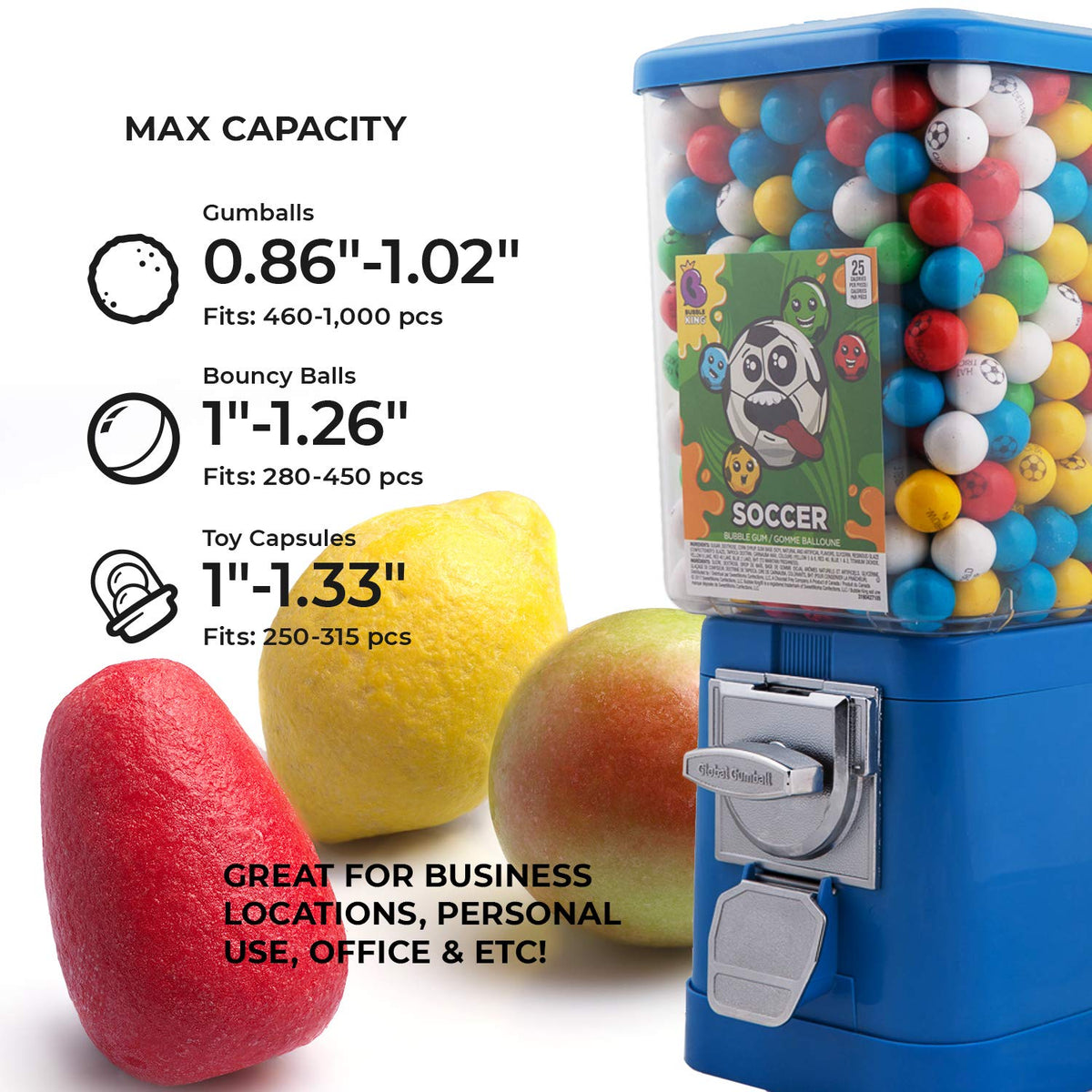 Blue Home Vending Machine - Bubble Gum Machine for Kids - Gumball Machine Bank - Coin Gumball Machine - Gift Kid Gum Ball Machine Without Stand