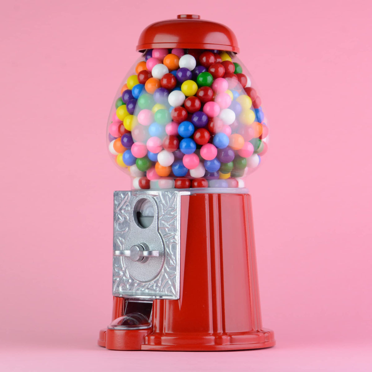 9 Inch Gumball Vending Machine for Kids Bundled with Gumballs - Small Gumball Bank in the Gift Box - Metal Candy Dispenser - Vintage Gum Ball Machine