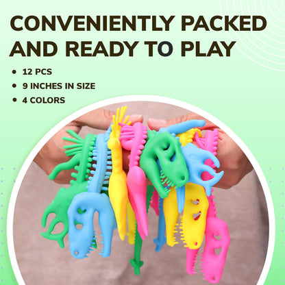 Dinosaur Toys - Stretchy Strings Fidget Toy for Kids - 9” Fun and Colorful Sensory Toys for Stress Relief