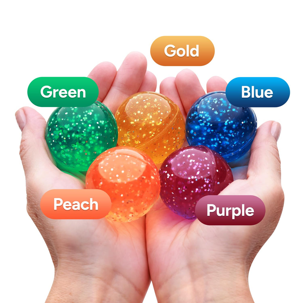 Entervending Bouncy Balls - Glitter Bounce Balls Bulk - Party Favors - Rubber Balls for Kids - 24 Pcs Large Bouncy Ball 45 mm - Super Bouncy Balls Gift for Kids