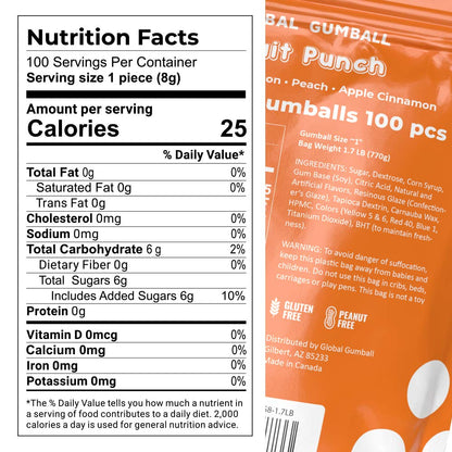 1 Inch Large Gumballs - Fruit Punch Big Gum Balls in Resealable Bag - 1.7 Lb Gumball Machine Refills - 100 Pcs Giant Gumballs - Assorted Gum Refill