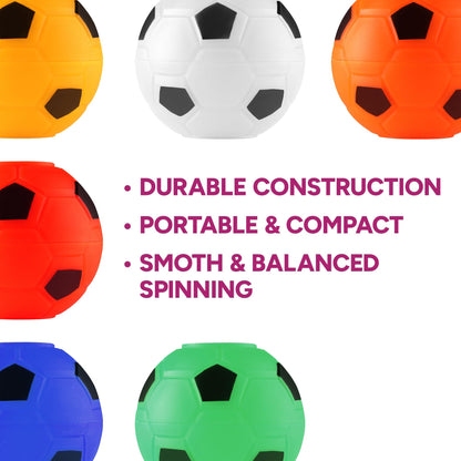 Spinner Balls 1.4'' Mini Fidget Spinner - Soccer Balls - 12 Party Favors & Classroom Prizes - Sensory Toys for Kids 4-12 - Fidget Toy Gifts - Bulk - White