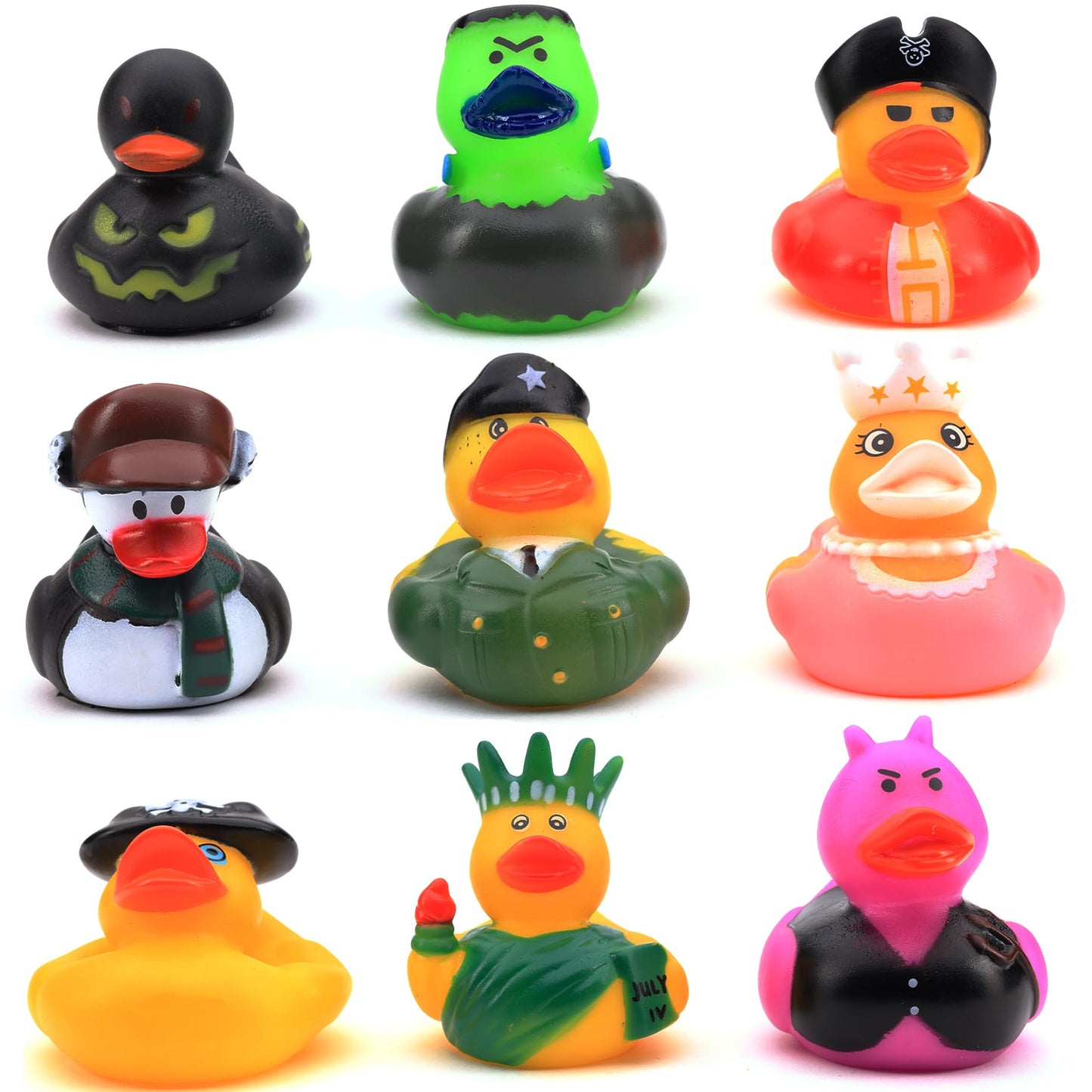 Rubber Ducks in Bulk - Ducky Eye Poppers 2 Inch - Playset for Ducky Bath Toys - Cute Designs - Rubber Duck for Beach Pool