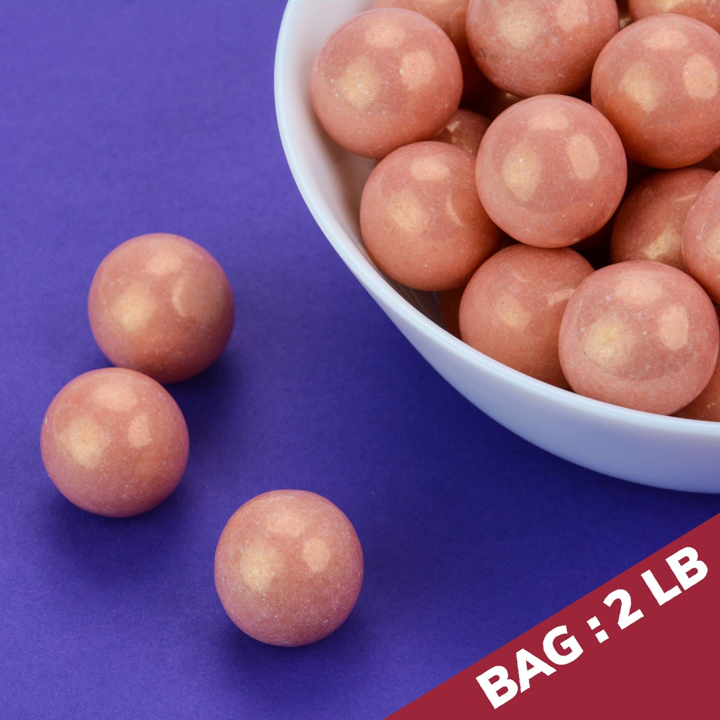 Gumballs for Gumball Machine - Shimmer Rose Gold Gumballs - Bubble Gum Flavoring 1 Inch Large Gumballs - Kids Gum - Bulk Gum Balls 2 Lb