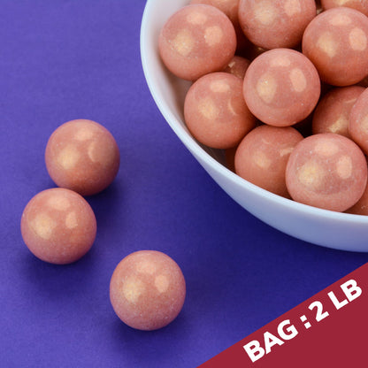 Gumballs for Gumball Machine - Shimmer Rose Gold Gumballs - Bubble Gum Flavoring 1 Inch Large Gumballs - Kids Gum - Bulk Gum Balls 2 Lb