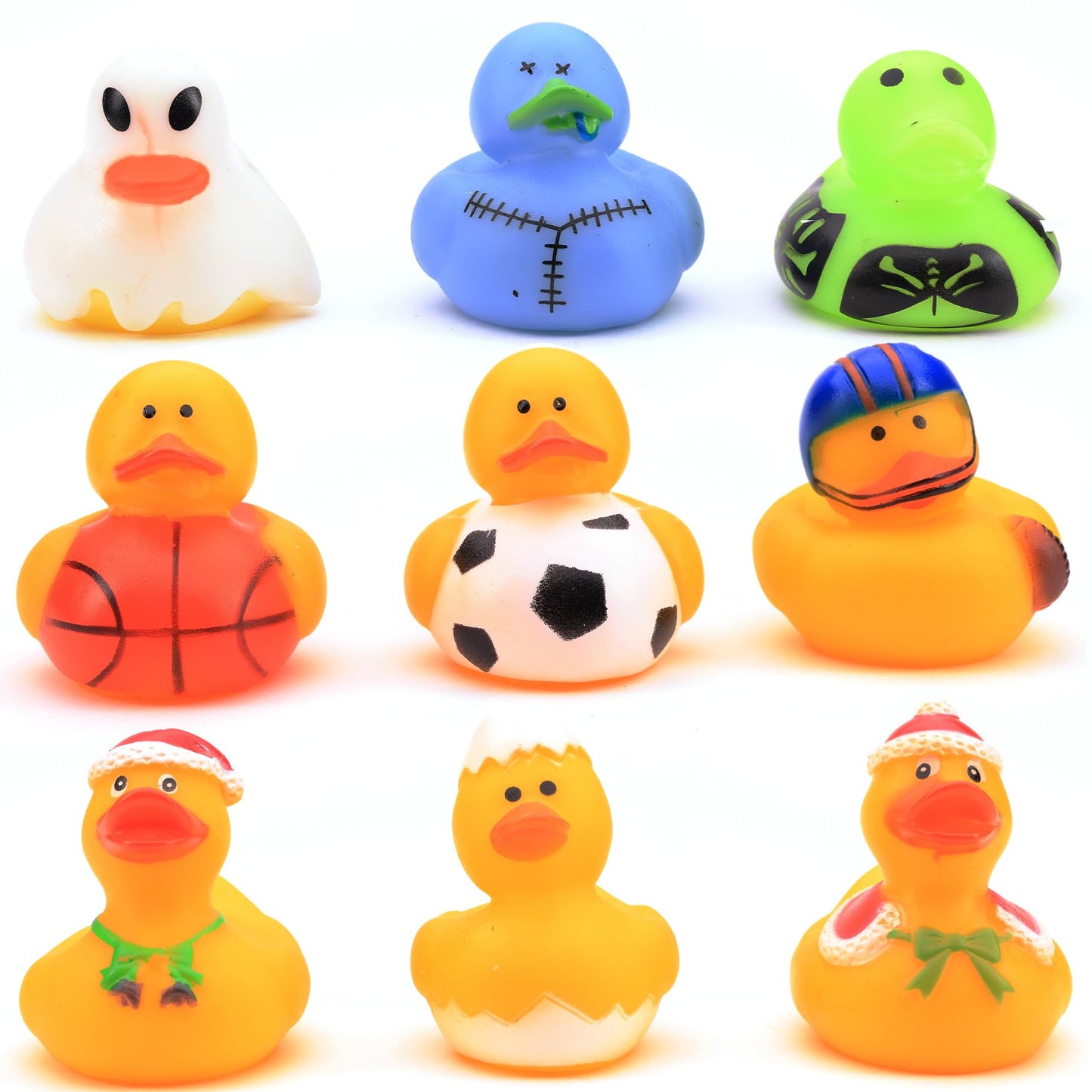 Rubber Ducks in Bulk - Ducky Eye Poppers 2 Inch - Playset for Ducky Bath Toys - Cute Designs - Rubber Duck for Beach Pool