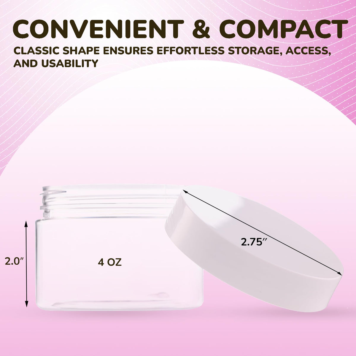 Plastic Jars with Lids - 4 OZ Small Plastic Containers - 18 Pack - Travel Cosmetic Containers for Creams - Leak Proof Clear Jar