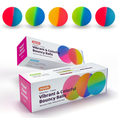 Entervending Bouncy Balls in The Gift Box - ICY Rubber Bounce Balls for Kids - 5 Pcs Large Hi Bouncing Ball 45mm