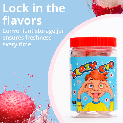 Gummy Candies filled with Jam, Assorted Fruit Flavors and Fun Designs - 17 pcs per Jar