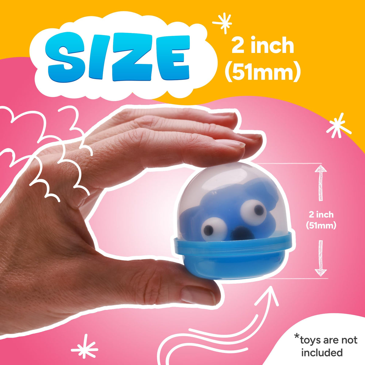 Capsule Vending Machine Translucent Blue Acorn Capsules Empty 50 pcs 2 inch - Gumball Machine Capsules Bulk Party Favors DIY Containers - Easter Basket Stuffers Gifts Pinata Stuffers