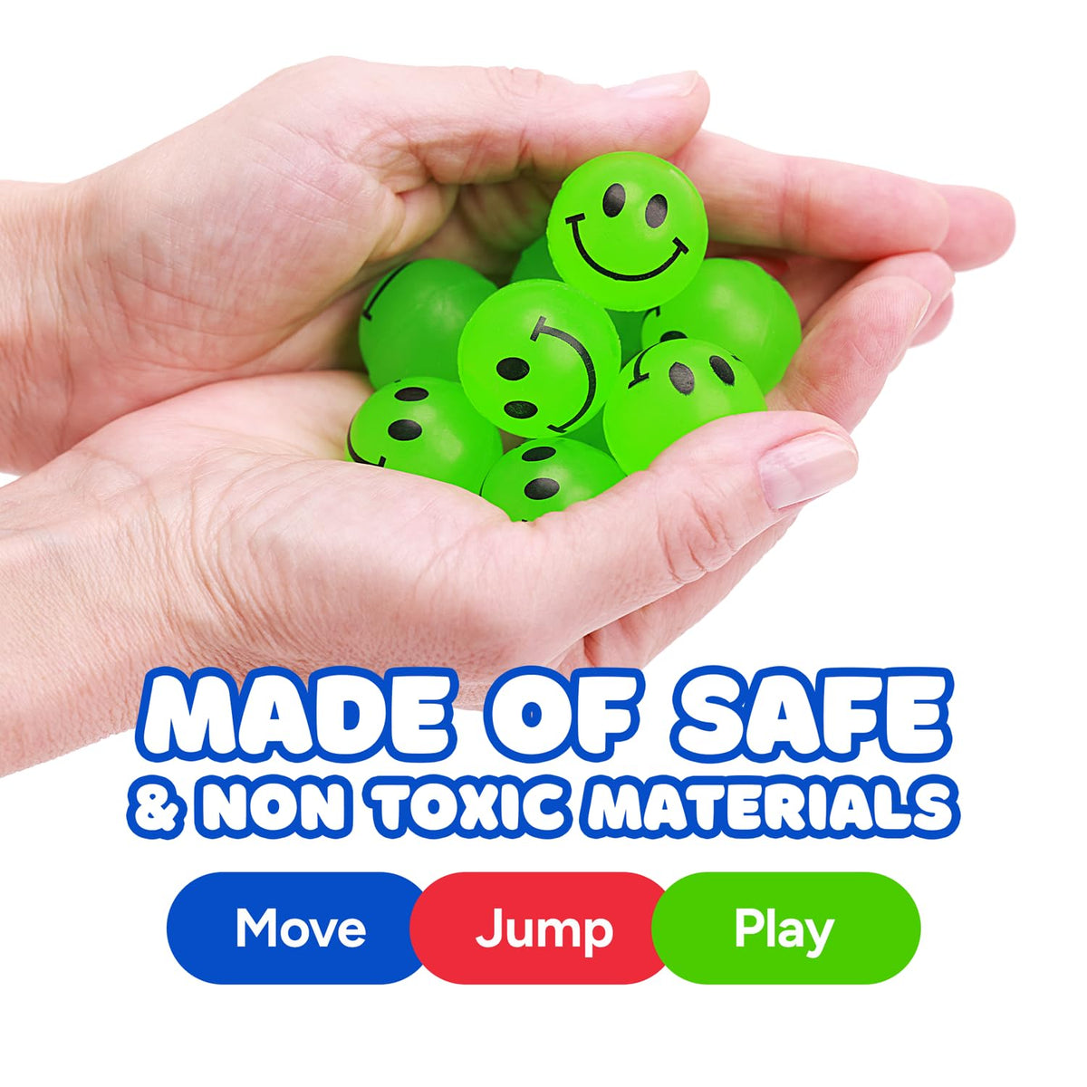 Bouncy Balls for Kids - 1" Glow in The Dark Smile Face Bouncy Balls - Bulk Rubber Balls - Vending Machine Toys - Party Favors Goody Bag Stuffers Classroom Prizes