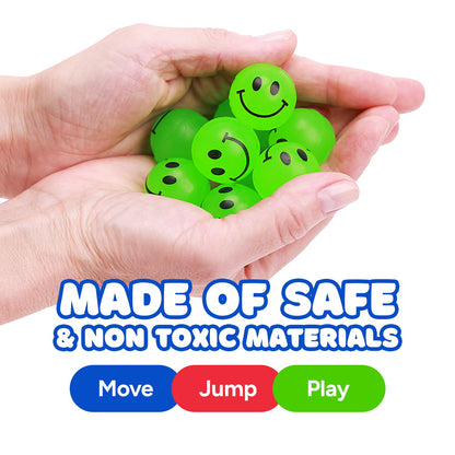 Bouncy Balls for Kids - 1" Glow in The Dark Smile Face Bouncy Balls - 144 pcs Bulk Rubber Balls - Vending Machine Toys - Party Favors Goody Bag Stuffers Classroom Prizes