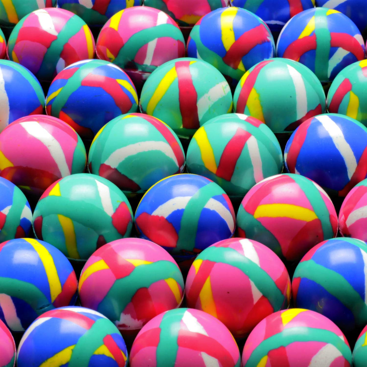 1.3 Inch Small Bouncy Balls - 50 Pcs Color Stripes Rubber Balls for Kids - Bouncy Balls Party Favors for Kids - Small Bouncy Balls Bulk