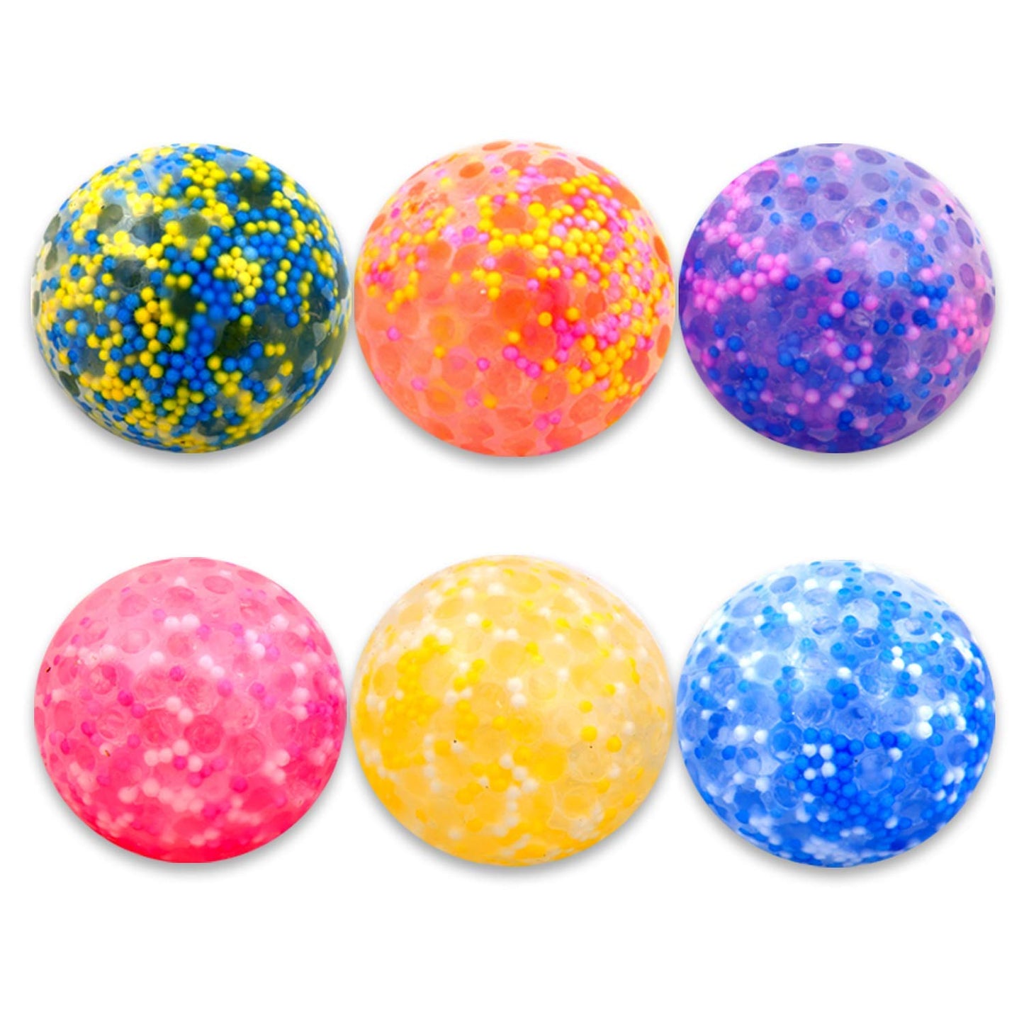 Squishy Ball Set - Random Colors Confetti Squeeze Balls - 2 Inch Gel Stress Balls for Kids - Stress Relief Toys - Anti Stress Ball Pack