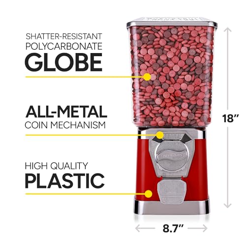 Gumball Machine - Bouncy Balls Vending Machine - Toys Vending Machine - Capsule Vending Machine - Red Body Square Bank - Without Stand (Red)