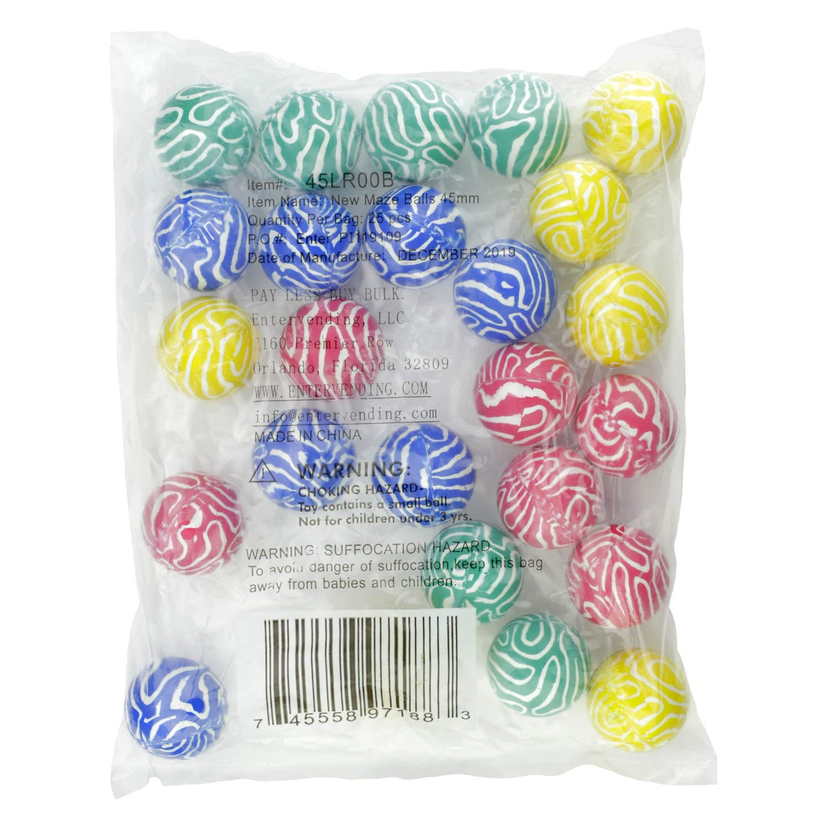 25pcs Bouncy Balls Bulk 45mm 1.8"- New Maze Bouncing Balls Party Favors for Kids - Vending Machine Toys School Carnival Prize Gifts