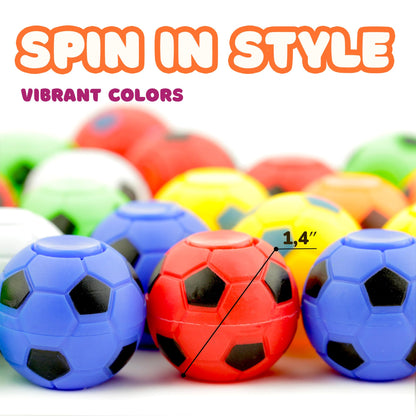 Spinner Balls 1.4'' Mini Fidget Spinner - Soccer Balls - 12 Party Favors & Classroom Prizes - Sensory Toys for Kids 4-12 - Fidget Toy Gifts - Bulk - White