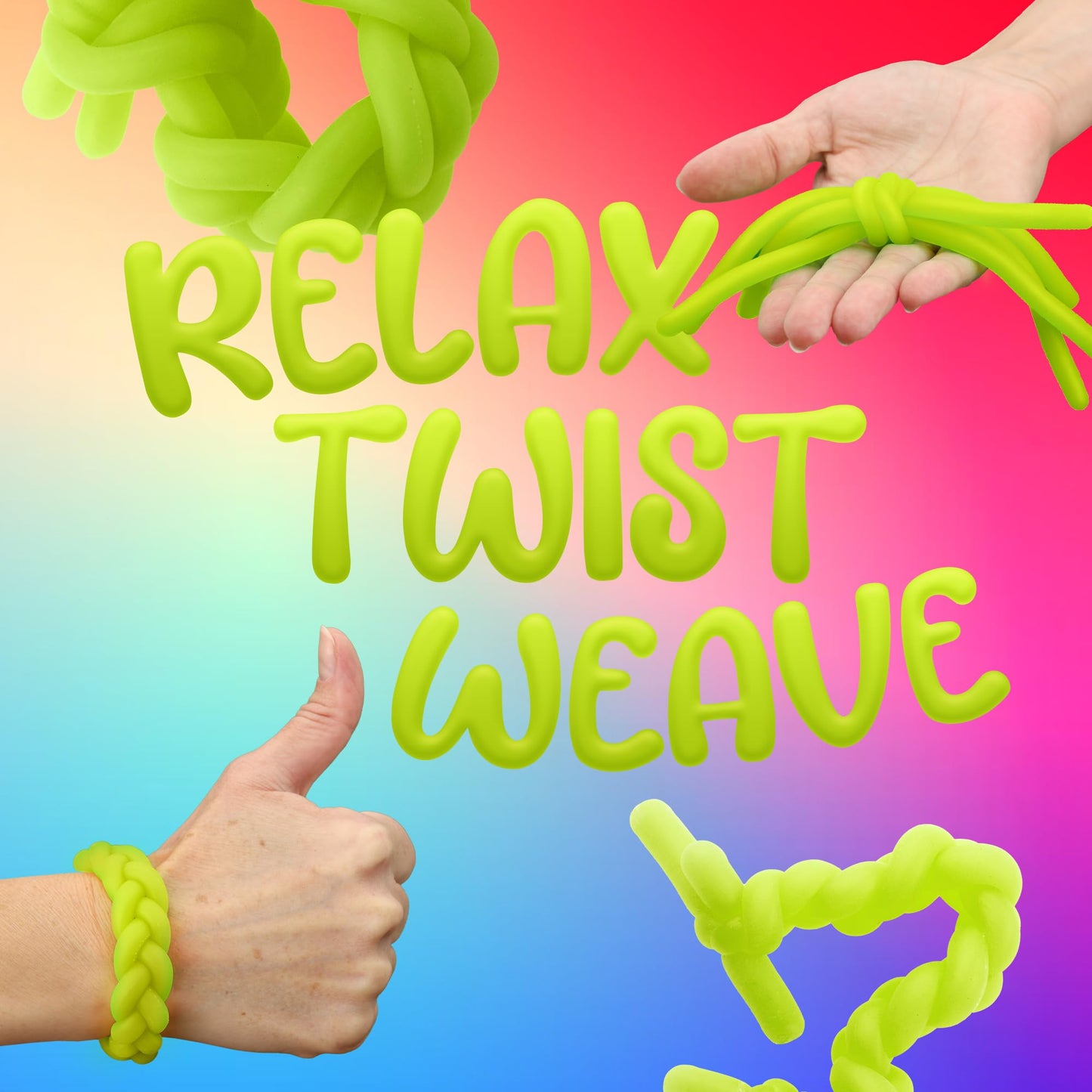 Monkey Noodles - 10 Stretchy Sensory Toys for Kids and Toddlers - Autism Sensory Products - Stretchy String - Party Favors for Kids - Treasure Box Toy for Classroom - Easter Fillers - Yellow