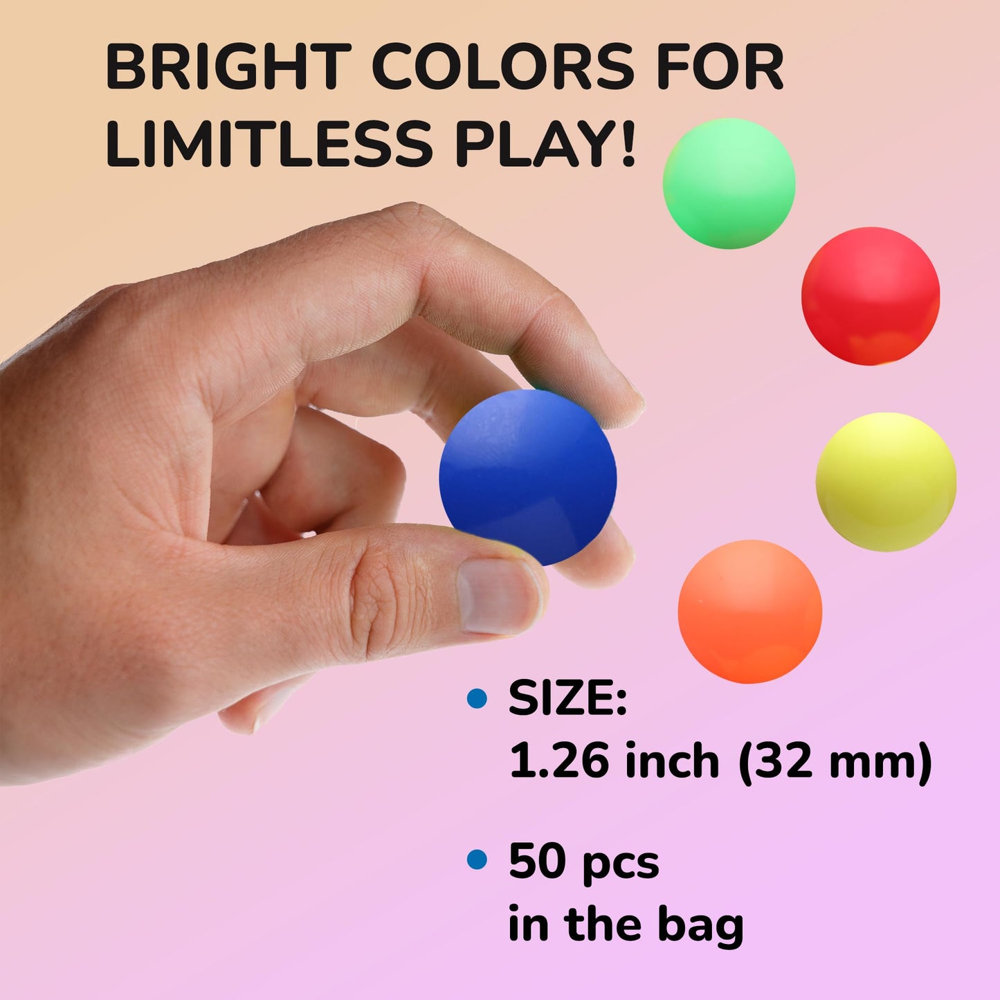 Bouncy Balls - 50 Pcs Small Bouncing Balls - 1.26 Inch Bounce Balls - Bouncing Balls for Kids - Vending Machine Toys