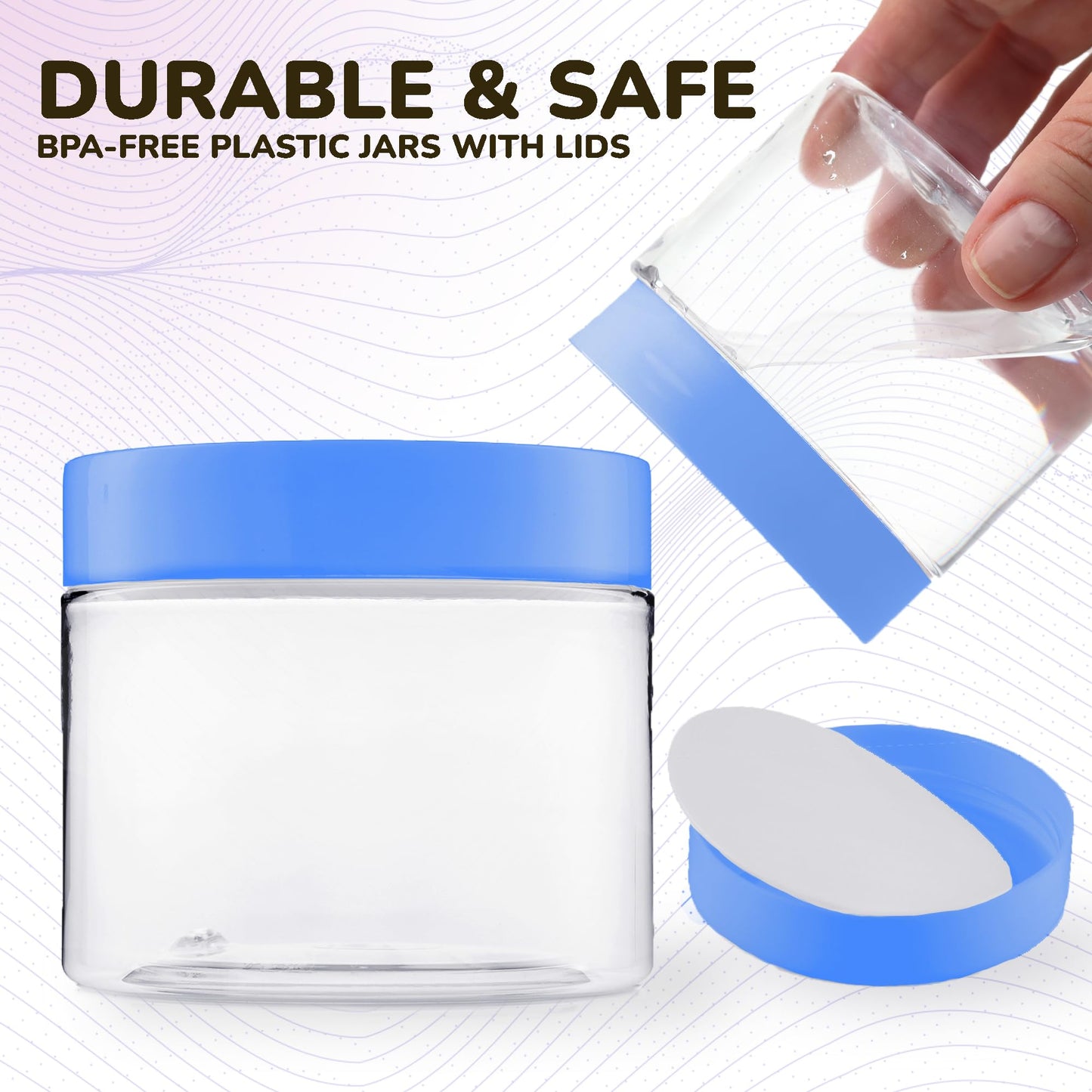 Plastic Jars with Lids - 2 OZ Small Travel Jars - Clear Plastic Containers for Cream Makeup Lotion - Leak Proof