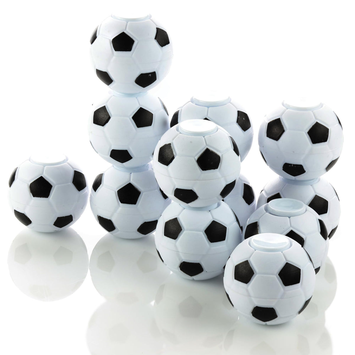 Spinner Balls 1.4'' Mini Fidget Spinner - Soccer Balls - 12 Party Favors & Classroom Prizes - Sensory Toys for Kids 4-12 - Fidget Toy Gifts - Bulk - White