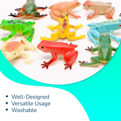 Plastic Frog Toys for Kids Rainforest Woodland Animals, Toy Frogs Set with Realistic Poison Dart Frogs, Miniature Frog Figurines for Kids Party Favors