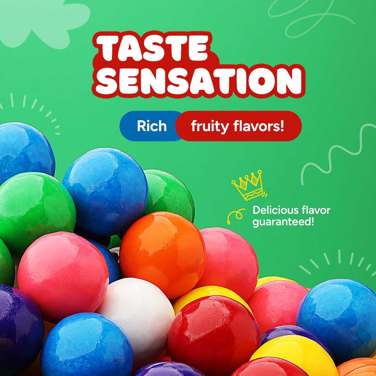 Gumballs in Bottles - 1 Inch Large Gumballs - Assorted Fruit Flavored Bubble Gum - Kids Chewing Gum - Gumballs for Kids 9 OZ