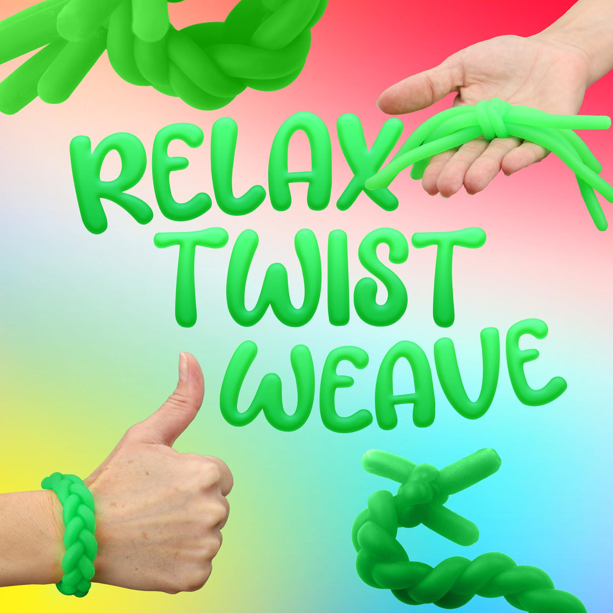 Monkey Noodles - 10 Stretchy Sensory Toys for Kids and Toddlers - Autism Sensory Products - Stretchy String - Party Favors for Kids - Treasure Box Toy for Classroom - Easter Fillers - Green