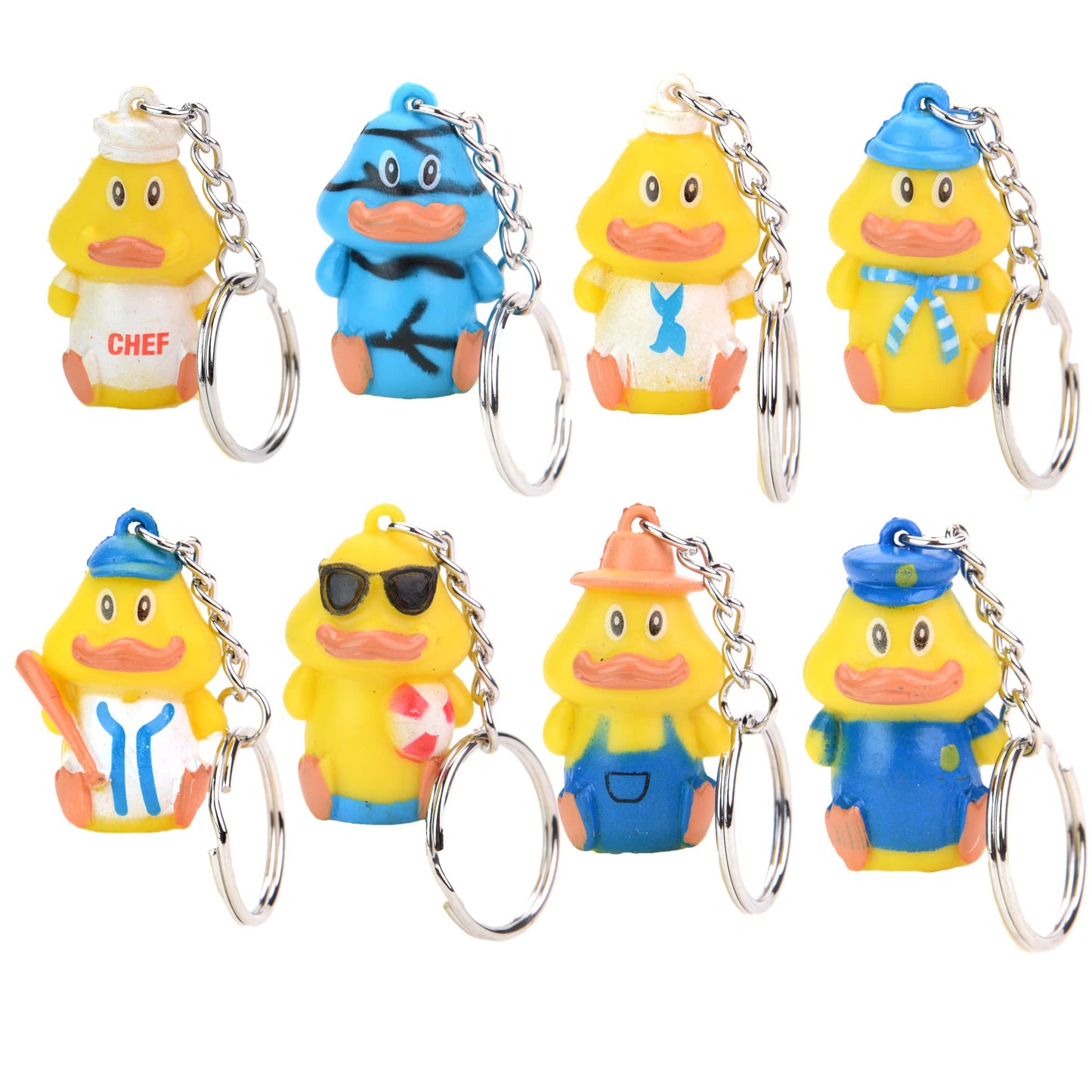 Fun Keychains for Kids - Duck Party Keychains 1.5 Inch - Party Favor Keychains Bulk 20 Pcs - Cute Animal Keychains -VARIATION