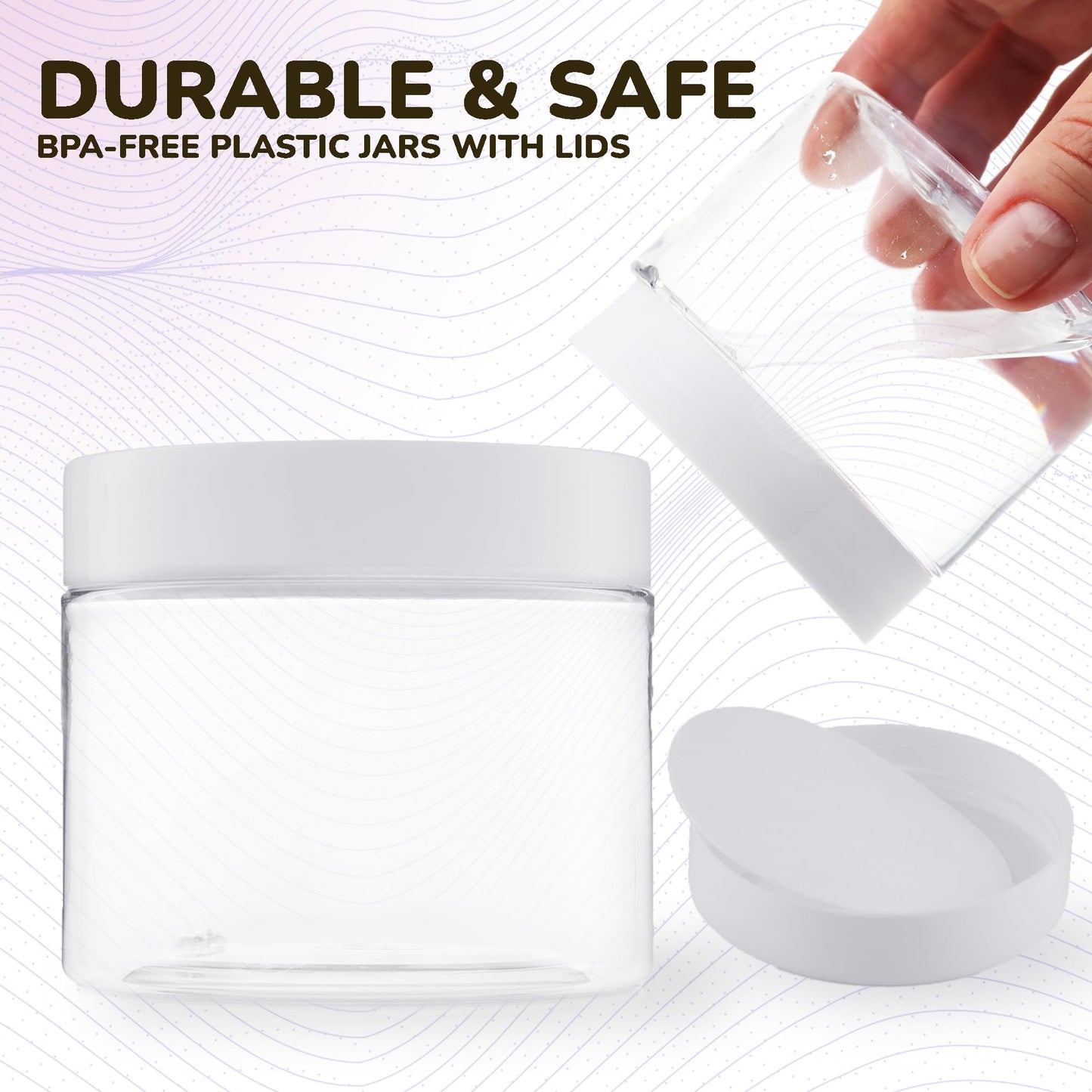 Plastic Jars with Lids - 5 OZ Small Plastic Containers - Travel Cosmetic Containers for Creams - Leak Proof Clear Jar