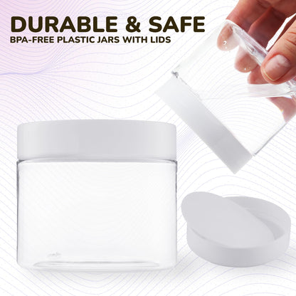 Plastic Jars with Lids - 2 OZ Small Travel Jars - Clear Plastic Containers for Cream Makeup Lotion - Leak Proof