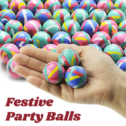 1.3 Inch Small Bouncy Balls - 50 Pcs Color Stripes Rubber Balls for Kids - Bouncy Balls Party Favors for Kids - Small Bouncy Balls Bulk