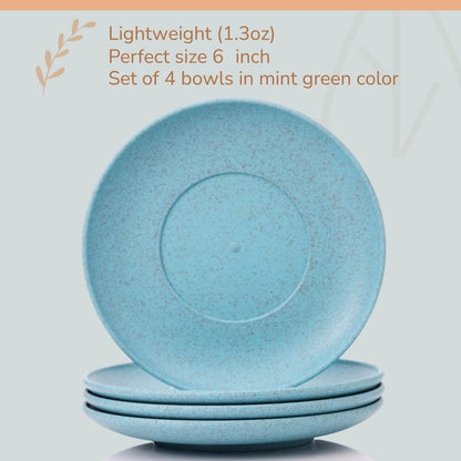 Wheat Straw Plates, Set of 4, Light Weight & Reusable, 4 Colors, Dishwasher & Microwave Safe