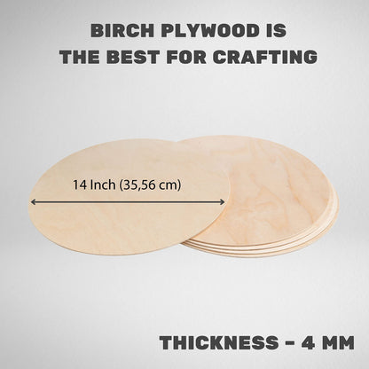 14'' Wood Circles - 5 Pcs Birch Rounds - Plywood Circle Cutouts - Wooden Circles for Crafts - Wood Boards for Painting - Craft Blanks for Wood Burning