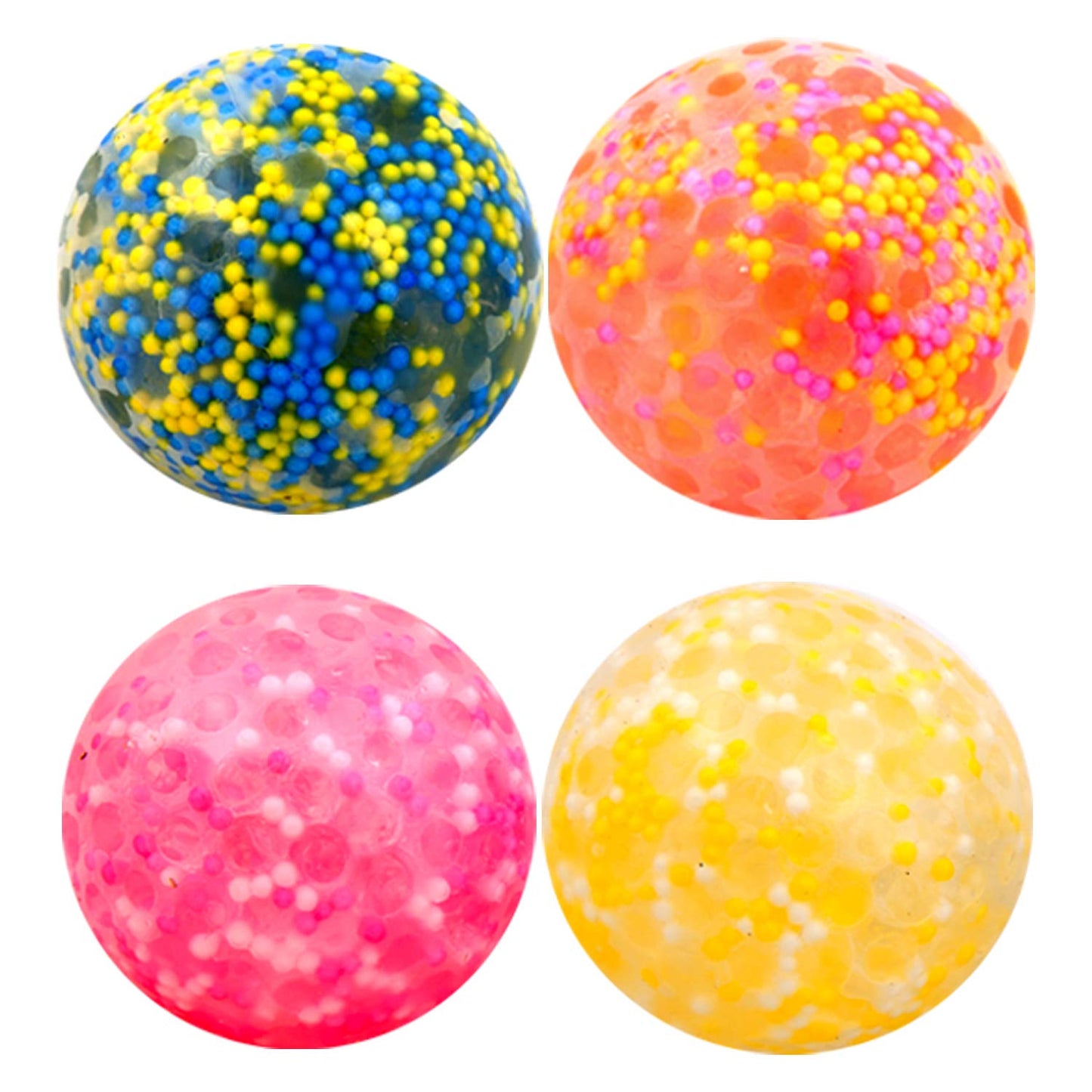 Squishy Ball Set - Random Colors Confetti Squeeze Balls - 2 Inch Gel Stress Balls for Kids - Stress Relief Toys - Anti Stress Ball Pack