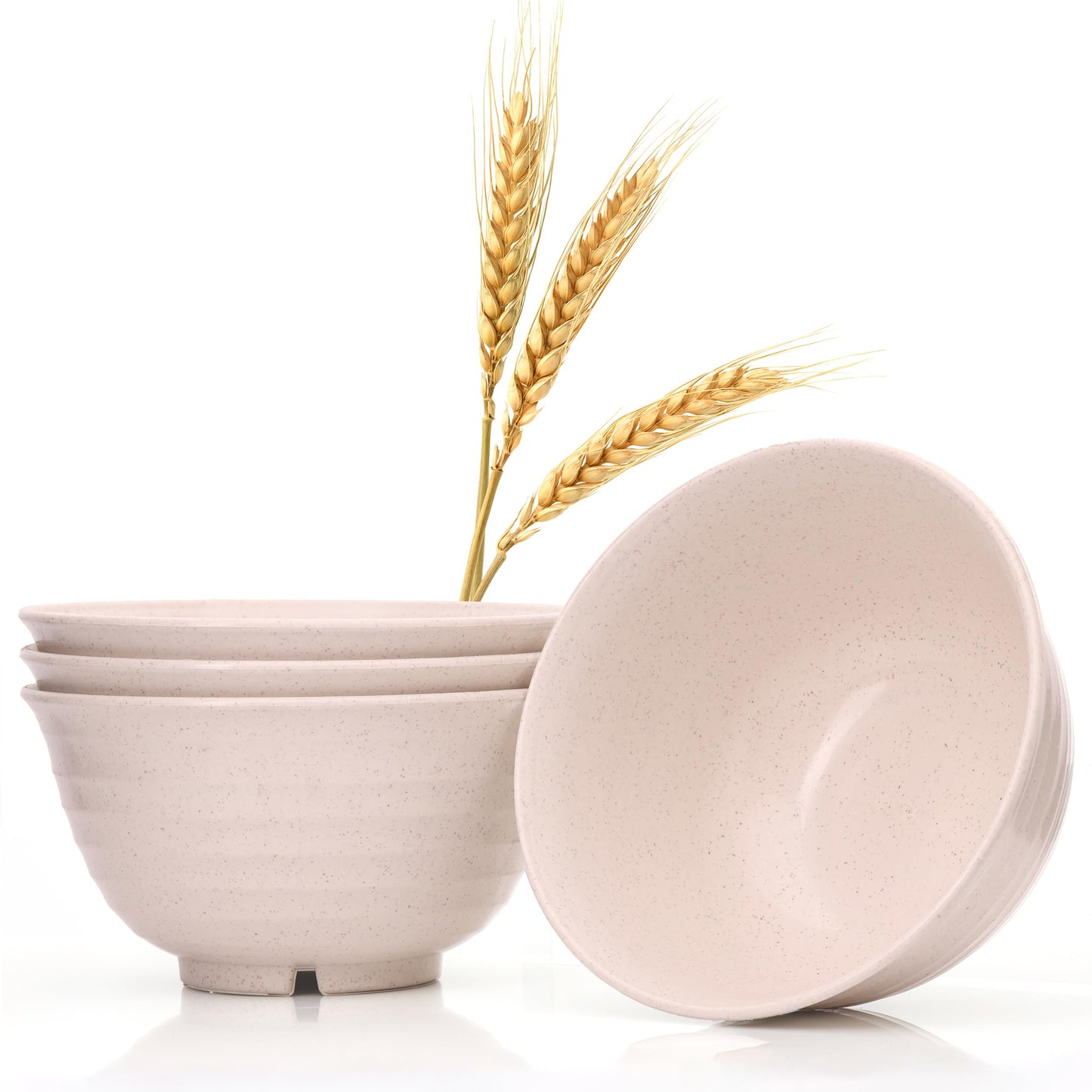 Wheat Straw Large Bowls, Set of 4, Light Weight & Reusable, 4 Colors, Dishwasher & Microwave Safe