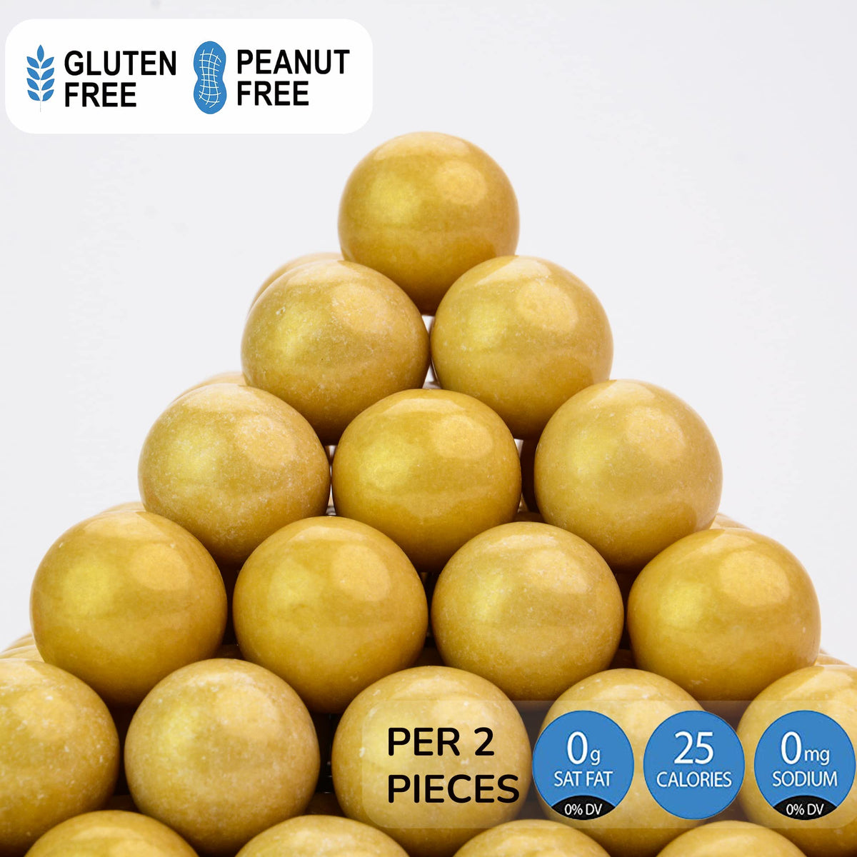 Gumballs for Gumball Machine - Shimmer Gold Gumballs - Bubble Gum Flavoring 1 Inch Large Gumballs - Kids Gum - Bulk Gum Balls 2 Lb
